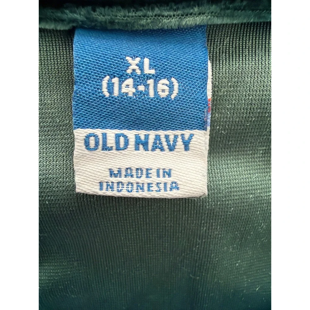 Old Navy Velvet Tie Neck Dress Girls XL‎ 14-16 Emerald Green Long Sleeve